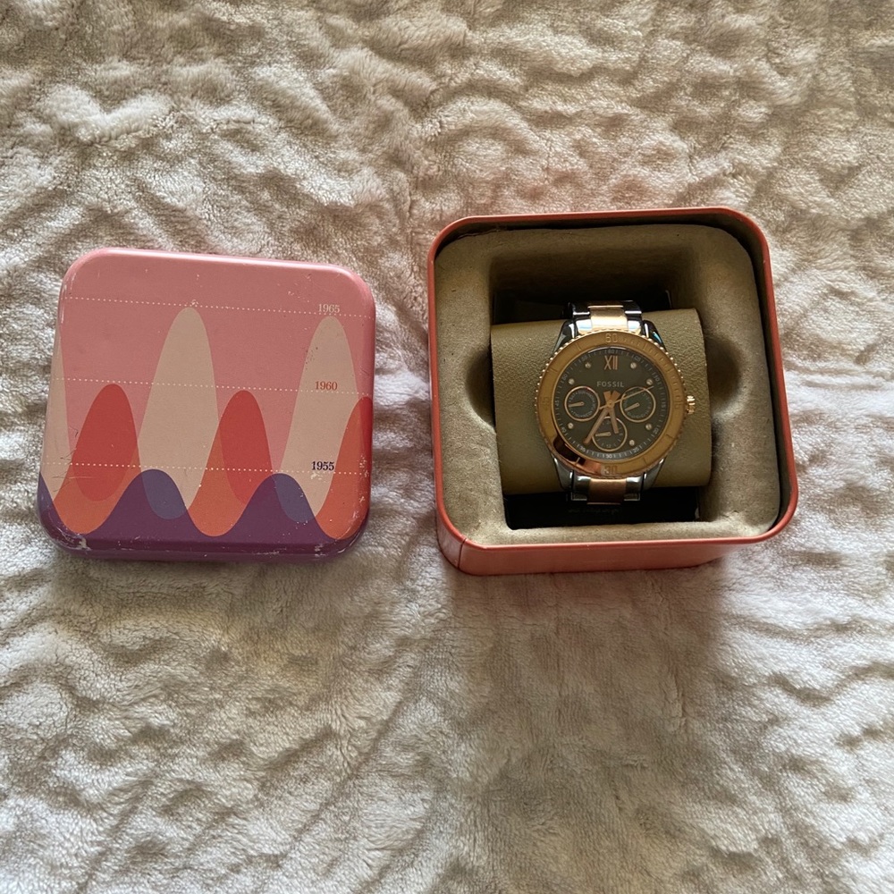 Rose gold/steel Fossil Watch
